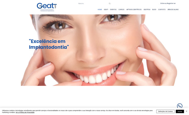 Geati: Site de venda de eventos, blog e portfólio para empresa de ortodontia GEATI.