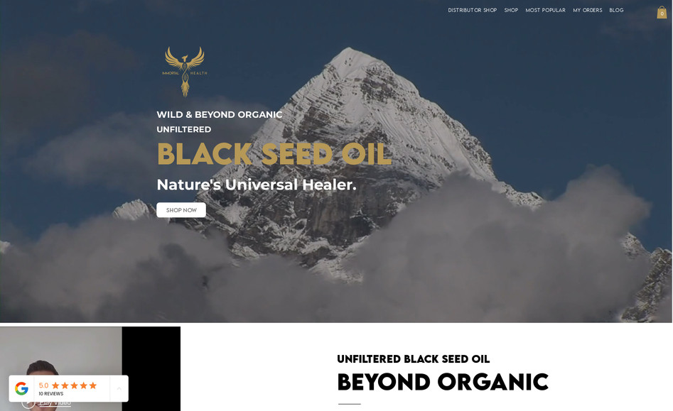 Immortal Health: Branded Website for a Sydney Manufacturer. From eCommerce to Payment Systems and Marketing.