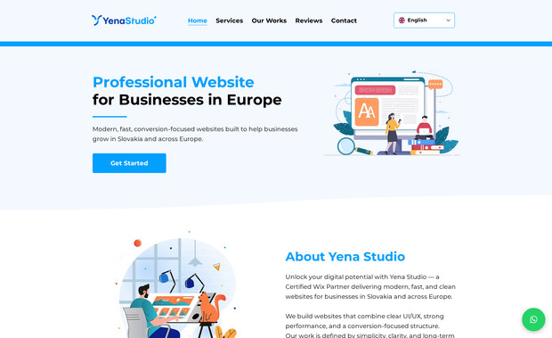 Yena Studio: A clean and modern website created for our own digital studio. Yena Studio specializes in web design, development, and branding solutions. The site showcases our services, portfolio, and creative approach — with a focus on responsive design, performance, and user experience.