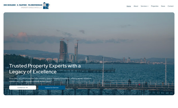 NTC Properties: Design and development of the NTC Property Services website. The project includes service pages, property management information, and a clean layout that presents the company’s offering in a clear and organized structure.