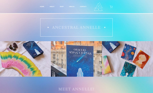 Ancestral Annelle: My client wanted a simple website that could also be modern and reflect what she does. She offers one product and does personal reading. 
She wanted to be able to have a website to talk more about her products and add YouTube video reviews about her product.

Keywords 
Mysterious, divine and spiritual.
