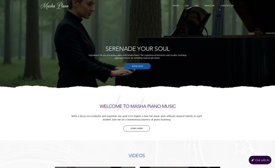 Masha Piano: Website Design 