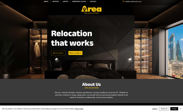 Area Relocation: Branding, logo, brand direction, design, print and POS design, photo editing, website and more!