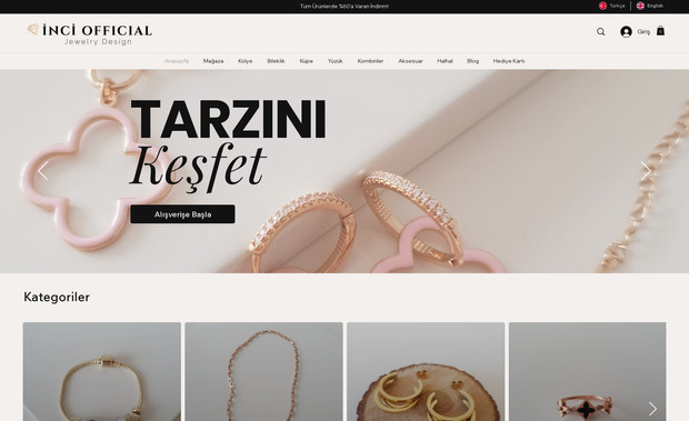 İnci Official Jewelry Design: For İnci Official Jewelry Design, we created an elegant, sophisticated website that beautifully showcases their high-quality jewelry collections. The design emphasizes the artistry and craftsmanship behind each piece, with detailed product pages featuring clear images, descriptions, and pricing information. We incorporated a sleek, modern aesthetic with an easy-to-navigate layout, ensuring a seamless shopping experience for visitors. SEO optimization and mobile responsiveness were key elements of the project, enhancing online visibility and accessibility across all devices. This website serves as a premium platform for İnci Official Jewelry Design, helping them connect with customers and elevate their brand online.