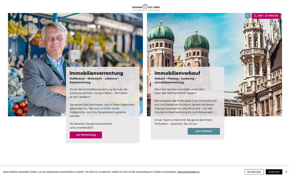 Wohnen und gut Leben - Immovilienverrentung und Verkau: Design von 2 Webseiten mit Formular zur Lead Generierung