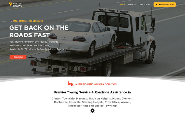 Fastest Towing: I worked as a web designer for Fastest Towing, incorporating graphic design skills as needed.