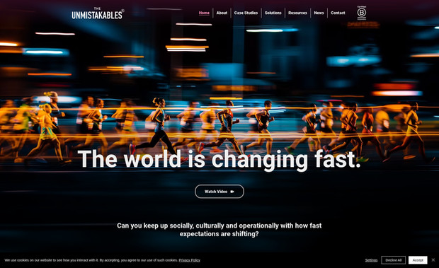 The Unmistakables – Strategic Consultancy Website: For this project, we designed and developed a modern website for The Unmistakables, a London-based consultancy helping organisations stay relevant in a rapidly changing social and cultural landscape. The company works with leadership teams, brands, and institutions to better understand society, build cultural intelligence, and create stronger connections with diverse audiences.

The goal of the website was to present the consultancy’s expertise in a clear, confident, and thought-leadership-driven way, reflecting the depth of their work with major organisations and global brands.

What we delivered

Strategic information architecture to clearly communicate services such as insight research, leadership advisory, and cultural strategy

Editorial-style content design to showcase reports, insights, and thought-leadership articles

Flexible CMS structure allowing the team to publish resources, news, and research easily

Modern, professional visual system that reflects credibility while remaining approachable

Mobile-optimised experience ensuring content and insights are easily accessible across devices

Design approach

The design emphasises clarity, authority, and thoughtful storytelling. The layout balances structured information with editorial-style content, helping visitors quickly understand the consultancy’s methodology and the value of cultural insight in business decision-making.

Special attention was given to presenting complex topics — such as leadership, culture, and inclusion — in a way that feels accessible, structured, and engaging.

Result

The final website positions The Unmistakables as a forward-thinking strategic consultancy, giving visitors a clear understanding of their approach and making it easy for organisations to explore their insights, services, and expertise.