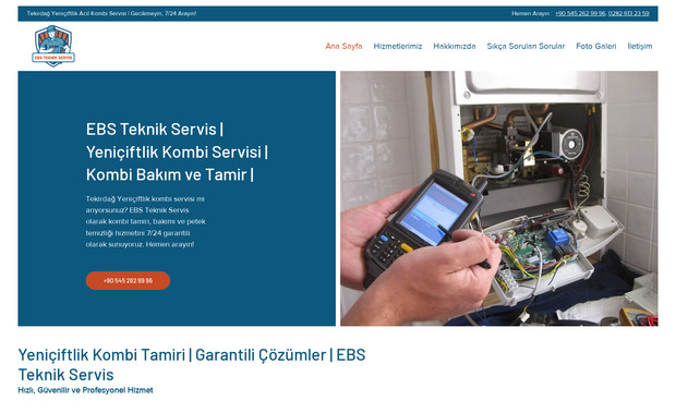 YENİÇİFTLİK KOMBİ SERVİSİ: Tekirdağ'ın hızla büyüyen teknik servis firmalarından EBS Teknik Servis için, dijital dünyada pazar lideri olmalarını hedefleyen kapsamlı bir web projesi hayata geçirdik. Bu projede standart bir kurumsal web sitesinin ötesine geçerek, müşterimizin özellikle 'Yeniçiftlik' pazarında dominant bir konuma gelmesi için 'hiper-yerel' bir SEO stratejisi kurguladık.

SEO uyumlu içerik yazarlığından, tüm hizmet sayfaları için gelişmiş JSON-LD (Schema) yapısal veri kodlamasına kadar her detayı titizlikle planladık. Sonuç olarak, sadece modern ve mobil uyumlu bir tasarım değil, aynı zamanda Google'da hedeflenen aramalarda bulunmak için tasarlanmış, yüksek dönüşüm odaklı bir platform oluşturduk. Müşterimize, dijital yolculuklarında bize güvendiği için teşekkür ederiz.