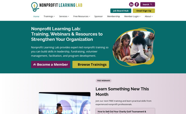 Nonprofit Learning Lab: New website for Nonprofit Learning Lab built in Wix Studio.