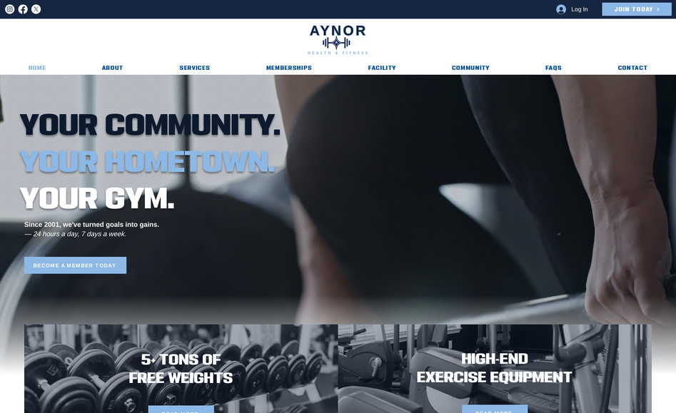 Aynor Health & Fitness: Local Gym website with Door security integration automations in the backend for once members join as a member, it assigns them access to the gym's door systems.