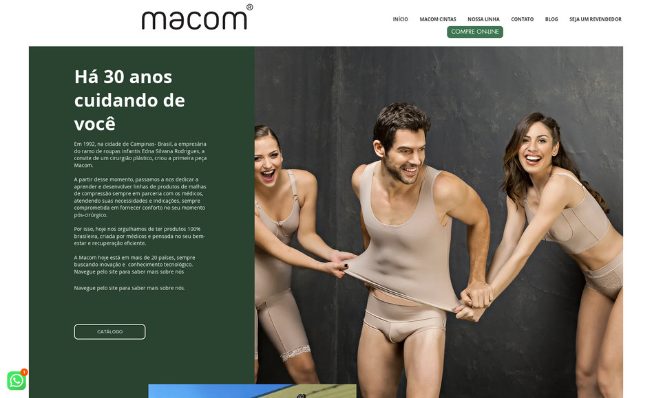 Macom Cintas: Site institucional de MACOM MALHAS, importante indústria de produtos médicos no Brasil. Vendas para todos os países do Mercosul e Europa
