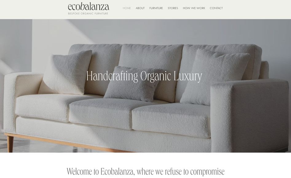 Ecobalanza: New website for an organic upholstered furniture workshop in Seattle.
