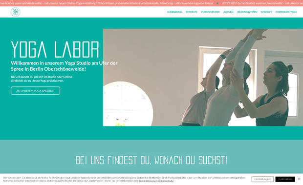 Yoga Labor Berlin: Gesamter Aufbau und Redesign der Marke & Website mit Buchungsfunktion via Eversports.
