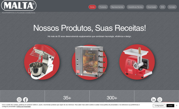 Malta: For Malta Equipamentos e Utilidades Domésticas, a leading Brazilian manufacturer with over 35 years in the professional gastronomy market, I redesigned and developed a complete corporate website to modernize their digital presence and streamline product presentation.

The project involved:

• Full website redesign with responsive layout optimized for desktop, tablet, and mobile.

• Custom product catalog featuring over 360 products, dynamically managed through Wix CMS and Velo (Corvid).

• Advanced filtering system allowing users to browse products by line, category, code, or name with real-time search functionality.

• Interactive product pages including galleries, technical details, product codes, descriptions, and certification seals (such as INMETRO).

• Download center where customers can easily access product manuals and technical documents.

• Custom representatives and assistance pages, with interactive maps that display distributors and technical support by region.

• Additional corporate sections, including ESG initiatives and company background.

• SEO setup and content structuring to improve search engine visibility.

• Training and documentation so the client’s team can independently manage and update products, content, and media.

This solution provided Malta with a scalable, professional, and easy-to-navigate platform, reinforcing their credibility and helping them better serve clients throughout Brazil and Latin America.