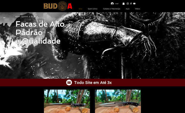 Bud A Facas: Site criado personalizado para projeto de vendas de laminas de combate