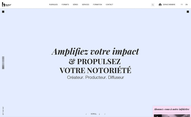 Henkel média: We led a comprehensive UX/UI revamp and developed the Henkel Media platform, a digital media outlet founded by Daniele Henkel and her daughter Nawel. These two prominent Canadian entrepreneurs champion diversity and women’s entrepreneurship, creating a platform that not only reflects their personal brand but also drives impactful storytelling.