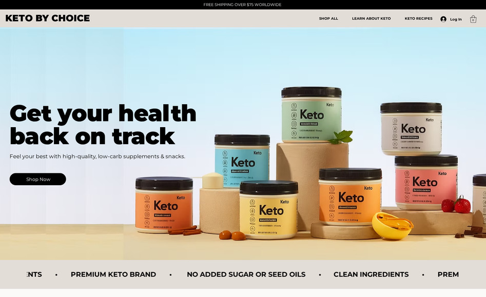 Keto Products: Premium e-commerce website designed on Wix Studio. Best for Premium product sales.