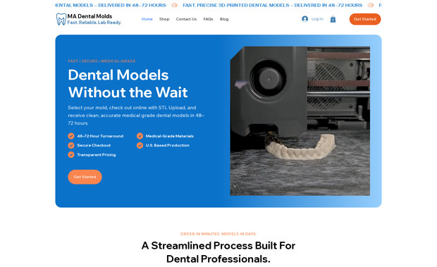 MA Dental Molds: Online 3D dental mold ecommerce website. 