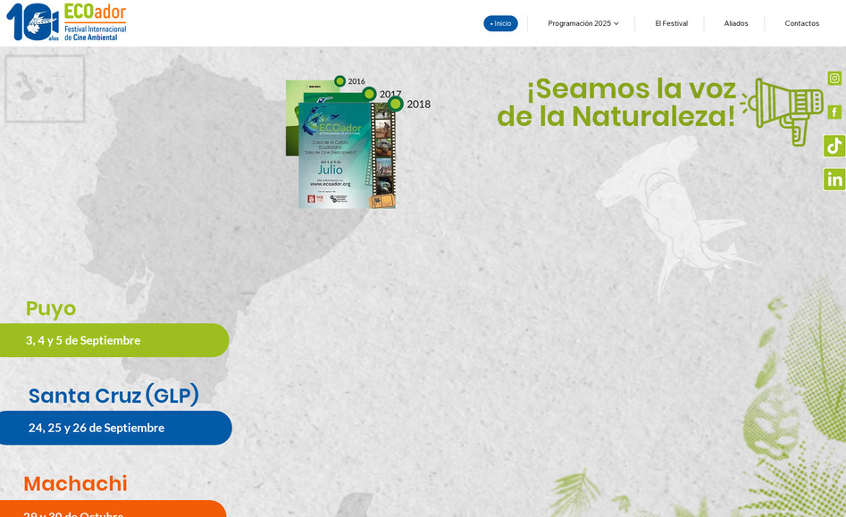 Ecoador Festival Internacional de Cine Ecológico: 🎯 Objetivo

Potenciar la presencia digital del festival, mejorando la experiencia del usuario y transformando el sitio web en una herramienta estratégica tanto de difusión cultural como de gestión comercial.

🚀 Lo que hicimos

Migración a Wix Studio: rediseñamos el sitio con tecnología de última generación, priorizando velocidad, usabilidad y escalabilidad.

Optimización UX/UI: mejoramos la navegación y la presentación de contenidos, generando una experiencia clara y atractiva para el público.

Herramienta comercial: creamos un sistema funcional que facilita el levantamiento de auspiciantes, mostrando el valor del festival con información ordenada y actualizada.

Posicionamiento SEO: trabajamos la visibilidad en buscadores (SERP), para que el festival llegue a nuevas audiencias y fortalezca su marca online.

✅ Resultados

Un sitio moderno, dinámico y preparado para el crecimiento del festival.

Mayor facilidad en la gestión de contenidos y en la captación de auspiciantes.

Mejor posicionamiento en buscadores, ampliando el alcance y relevancia del evento.