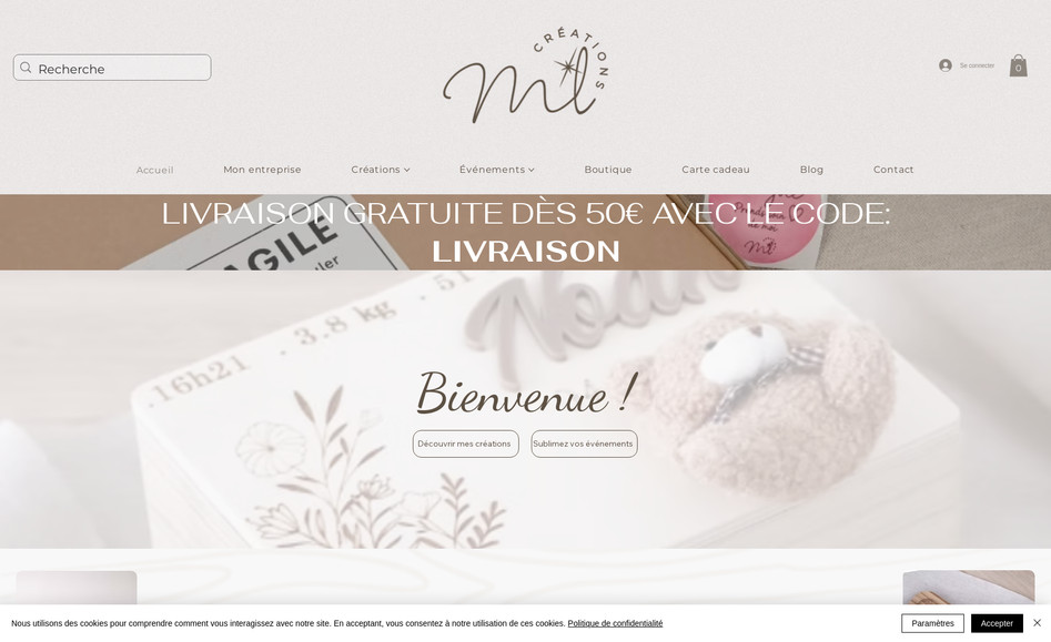 ML Creations: ML Créations – Création complète du site internet

J’ai réalisé le site ML Créations pour mettre en valeur l’univers artisanal et chaleureux de cette marque de créations faites main, alliant douceur, originalité et passion.

Ce que j’ai mis en place :

- Définition de l’univers visuel du site, en accord avec l’identité de la créatrice : un style à la fois naturel, féminin et authentique.

- Conception du plan du site pour structurer les contenus de façon claire et intuitive (accueil, boutique, à propos, contact...).

- Webdesign sur Wix, avec une mise en page épurée, des couleurs douces et une navigation fluide, adaptée aux mobiles et tablettes.

- Intégration de la boutique en ligne, avec mise en valeur des produits, configuration des fiches, système de panier et de paiement sécurisé.

- Rédaction et mise en forme des textes pour refléter la personnalité de la marque et créer un lien de proximité avec les visiteurs.

- Optimisation SEO de base pour améliorer la visibilité du site sur Google.