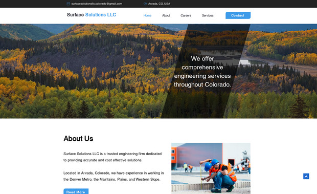 surfacesolutionsllc: I professionally designed the website for Surface Solutions LLC, an engineering firm based in Arvada, Colorado. The website offers a clean, modern layout with easy navigation for visitors to explore the company’s services, career opportunities, and contact details. Sections like "About Us," "Services," and "Careers" provide in-depth information about the company’s expertise in design, permitting, construction support, and more. Additionally, the site includes quick links for convenience and showcases the firm's active presence on social media platforms like Instagram, Facebook, and LinkedIn. The design is optimized for both user experience and functionality, ensuring seamless access to all the necessary information.