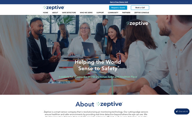 Zeptive: An enterprise website for a national vape detector brand