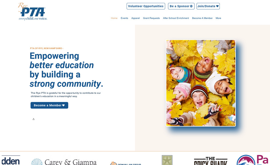 rye-nh-pta: Full website redesign.  Functionality with backend CRM and databases