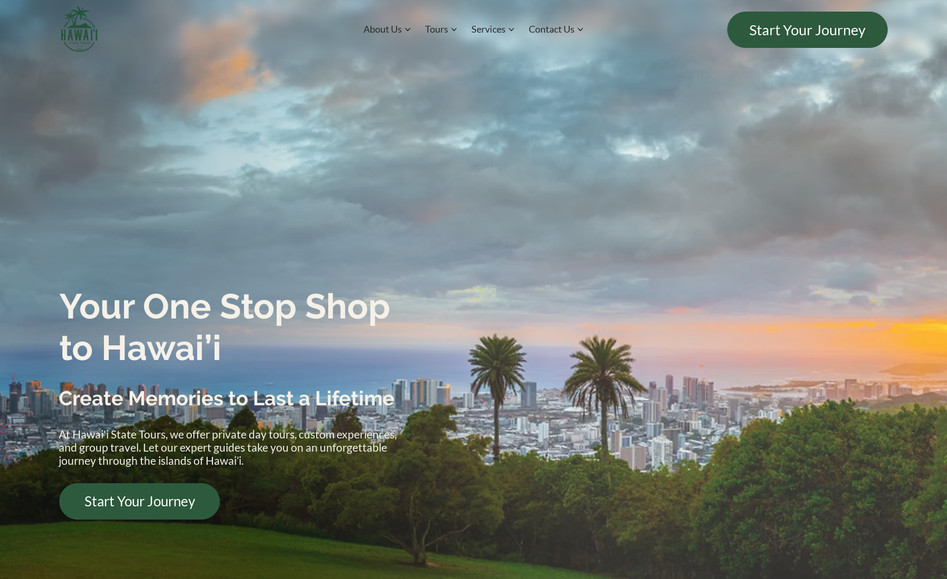 Hawaii State Tours: Hawaii State Tours: Where Authentic Aloha Meets Adventure Design

Destination management website with custom logo design and comprehensive tour booking system, built on Wix Studio.

Key Features: Custom mountain-palm logo design • Cultural authenticity focus • 30+ years credibility showcase • Private to group tour management