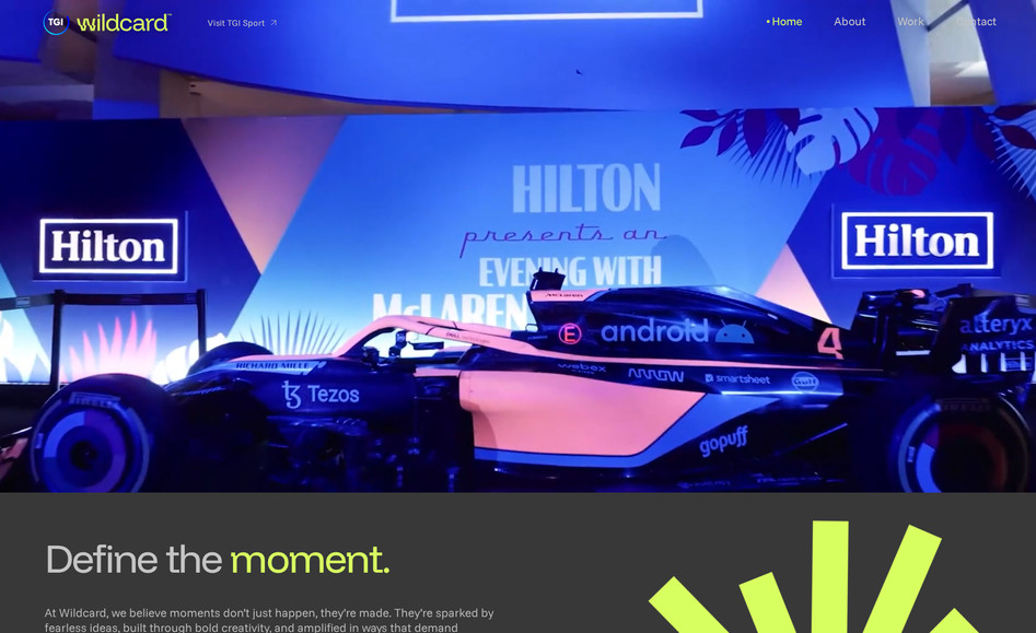 TGI Wildcard: Overview:
Wildcard-TGI’s original Wix website was built using an AI-generated template, which lacked personality, structure, and brand consistency. The goal was to transform it into a clean, professional site that reflects the agency’s creative edge and global presence.

⸻

Approach:
The site was redesigned with a stronger visual identity, improved layout, and clearer content hierarchy. Custom colors, fonts, and imagery were introduced to align with Wildcard-TGI’s brand. The navigation and “Work” sections were restructured for easier access to case studies and services. Messaging was refined to communicate the brand’s value and expertise more directly. The design was optimized for mobile and performance, ensuring fast loading and consistent visuals across devices.

⸻

Results:
The updated website feels polished, credible, and uniquely aligned with Wildcard-TGI’s creative style. Users can now easily explore projects, understand services, and contact the team. The improved structure and visuals enhance engagement and position the agency as a professional global creative partner.