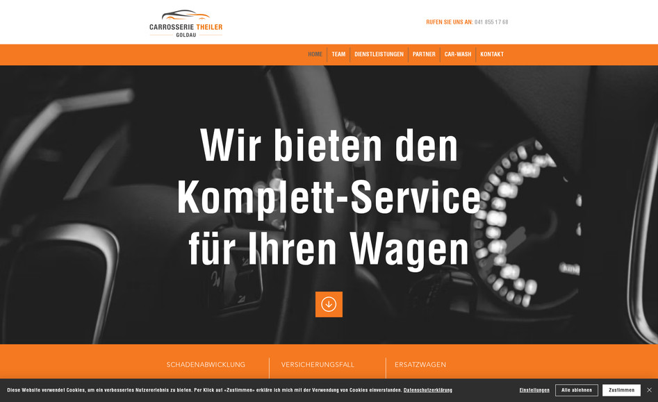 Carrosserie Theiler: Für die Theiler Carrosserie in Goldau wurde eine moderne Website entwickelt, die das breite Leistungsangebot und die langjährige Expertise des Unternehmens ansprechend präsentiert. Mithilfe von Wix Editor entstand ein nutzerfreundlicher Webauftritt, der sowohl Privat- als auch Geschäftskunden anspricht.

Projektschwerpunkte:
– Erstellung einer professionellen Website mit Wix Editor
– Übersichtliche Präsentation der Dienstleistungen
– Einbindung von Kontaktmöglichkeiten für direkte Anfragen
– Optimierung für mobile Geräte und Suchmaschinen (SEO)