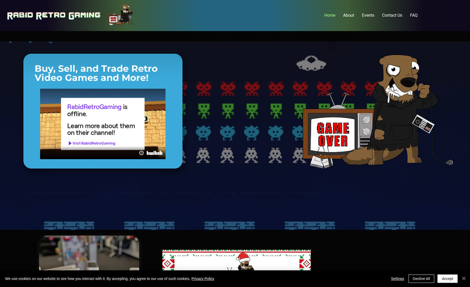 Rabid Retro Gaming: Designed and developed a custom, responsive website tailored to the client’s goals and brand identity. Focused on user experience, visual consistency, and functionality to create an engaging online presence that supports business growth and customer engagement.