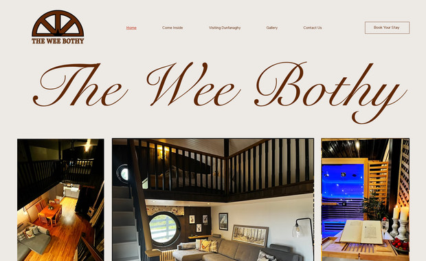 The Wee Bothy: This website was created to promote this high-end glamping experience and guest house with outdoor spa facilities. 