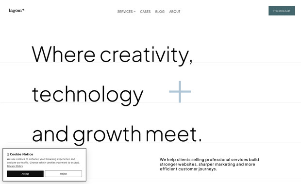 Lagom+ Digital Agency: We live what we preach. To show what’s possible, we designed and developed our own digital presence using Wix Studio — combining brand strategy, design, and tech into one seamless experience.