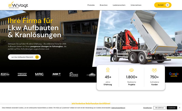 W. Vogt Vertriebs GmbH: - Webdesign 
- SEO (Suchmaschinenoptimierung) 
- Conversion Optimierung