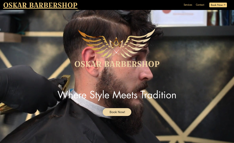Oskar Barbershop: Barbershop website, with complete booking system. Coming soon: e-commerce for styling products