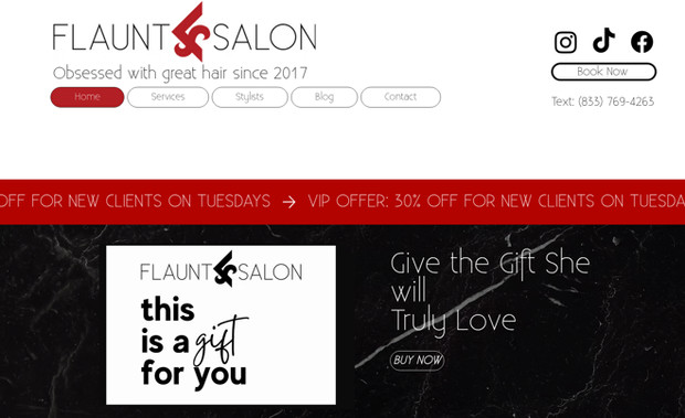 Flaunt You Salon: Redesigned website to create easy to navigate and flow for customers of hair salon. 