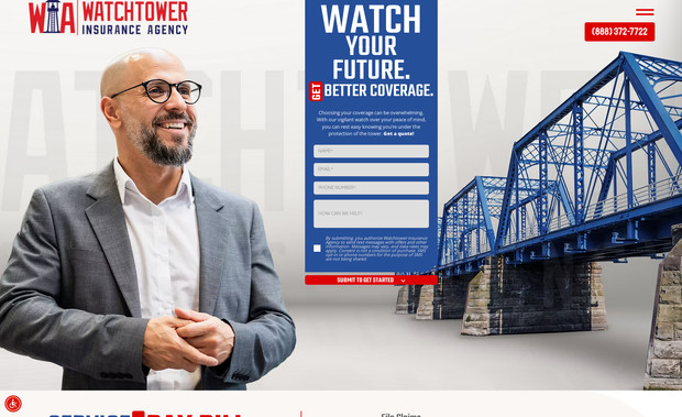 Watchtower Insurance: This is a Wix Studio website with an unique design for a Fintech company. We designed it from a PSD file. The entire design including the partial animation on Hero images are making it an unique website layout.