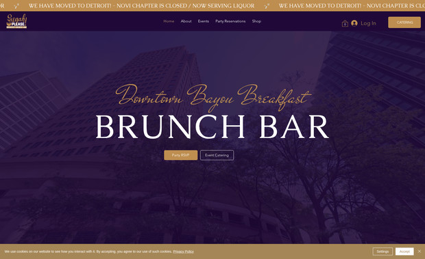 Sugah Please: Website features Wix Events App & scroll effects via Wix Studio.