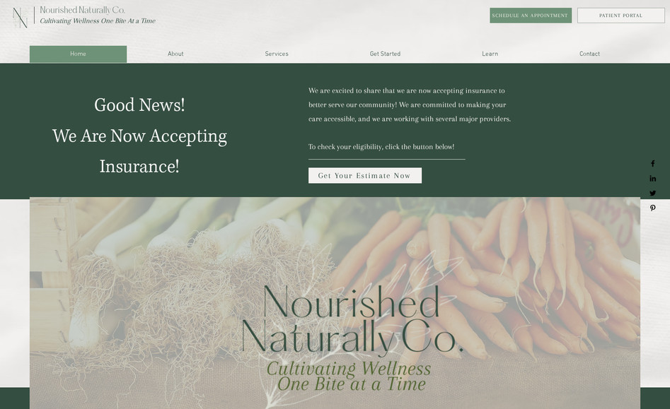 Nourished Naturally: This project required us to bring together well-established doctors' entire collection of services and work them into one place. In addition to designing the entire site, we had to set up a large blog database of over 150 items so people could access her articles, recipes, and more. 