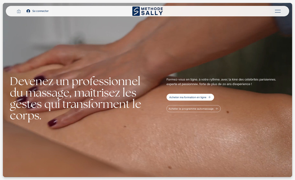 Méthode Sally: Site Wix Studio de formation au drainage lymphatique manuel, au palper-rouler et à la madérothérapie avec programmes en ligne. 
