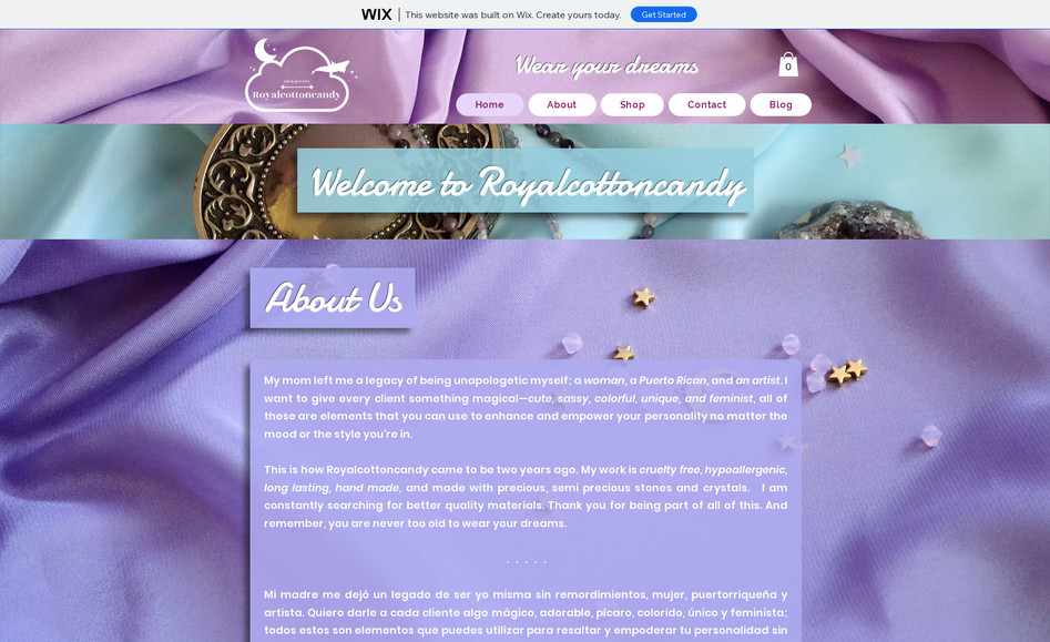royalcottoncandy: This client's budget was limited, so we created a single page website that still contained everything she needed to run her handmade jewelry business.  Her Instagram had a very unique look, which we used as the inspiration for her new Wix site.