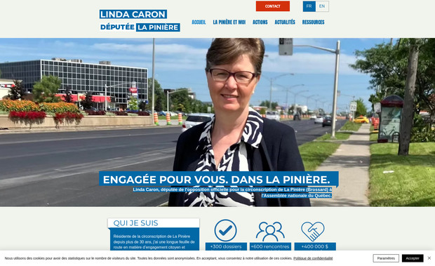 Députée Linda Caron: Création du site Internet et référencement naturel de base (SEO) pour la députée québécoise Linda Caron, au Canada.