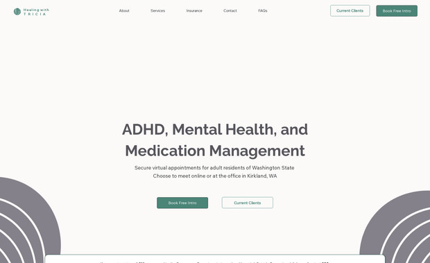 Healing With Tricia : Wellness website, single page build. Psychiatric Nurse Practitioner. 