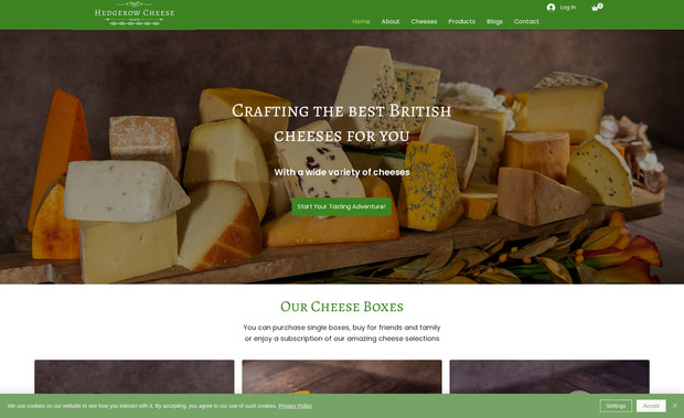 Hedgerow Cheese: A Wix‑powered site for a cheese subscription service with clear plans, appetising visuals, and a streamlined sign‑up and checkout, optimised for mobile and easy management.