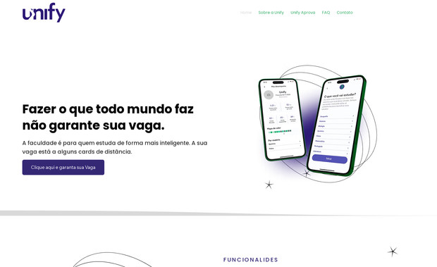 Unify Flashcards: App para estudos com site institucional.