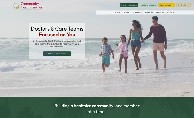 Community Health Partners: Full website design, Content Management System and searchable databases for medical providers and facilities, regular website updates.
