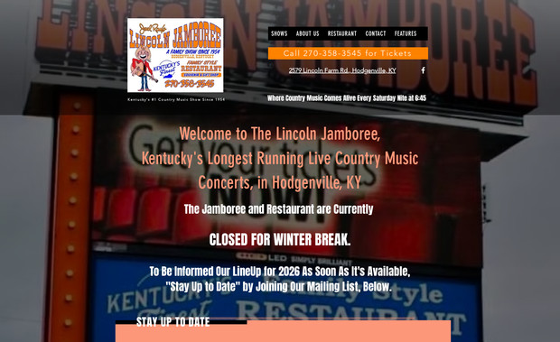 The Lincoln Jamboree: Refreshed an outdated site with modern feel and adding events so visitors can see upcoming shows, and book tickets. Included SEO services of connecting Google Analytics and Search Console (plus keyword research, etc.) to get client indexed and highly ranked for live country music. 