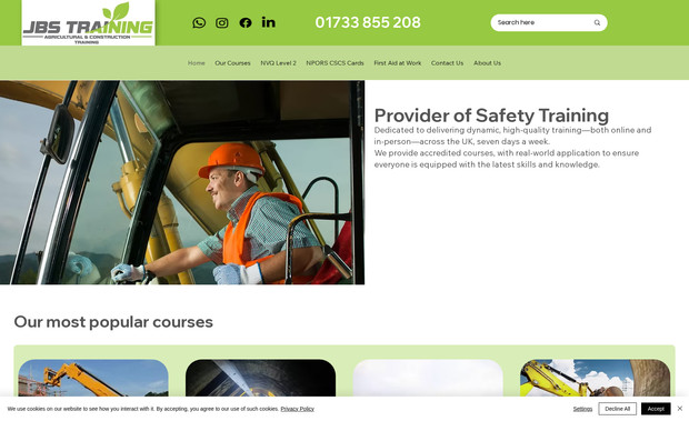 JBS TRAINING: New website for this agricultural & construction training company. Built on WiX Studio as a custom designed template.