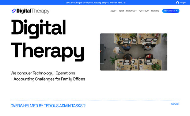 Digital Therapy, LLC: Digital Therapy's Agency Profile + Portfolio Site with lots of great revenue generating tools under the hood that help to sustain & grow our business like: 

1) An MLM Referral Platform that allows us to sign up referral partners, cook up a reward structure per partner and automatically track & calculate earnings & payouts. 

2) Vendor Onboarding Tool

3) Searchable SME Profile Index - Query by skill, cert, or Software Product.

4) Live Chat

5) Visitor Identification - Automatically identify visitors on your website. Automatically add visiting contacts to database, Google Sheet or CRM and enrich the contact data to include email, phone #, mobile #,  LinkedIn Profile etc... Profiles are generated for each visitor that includes additional data points like estimated buying intent, user engagement heat maps and more. 
