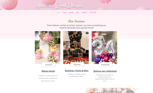 Ambiance : Wix website design, Wix Online Store set up